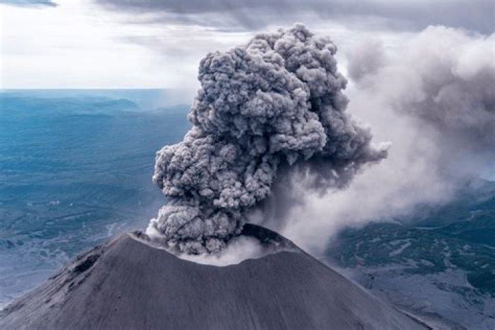 Powder expelled from a volcano
